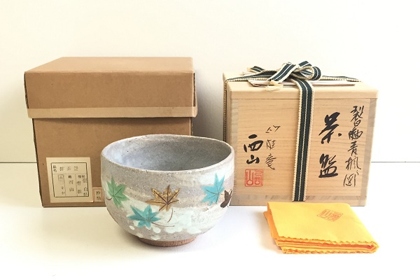 抹茶茶碗 裂 白釉 青楓 西山象楽作販売|通販