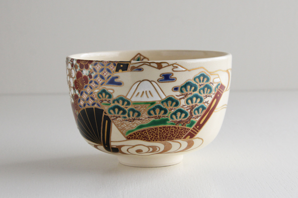 抹茶茶碗 仁清 扇面 富士絵 平安御室窯
