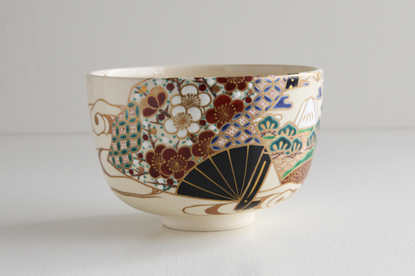 抹茶茶碗 仁清 扇面 富士絵 平安御室窯