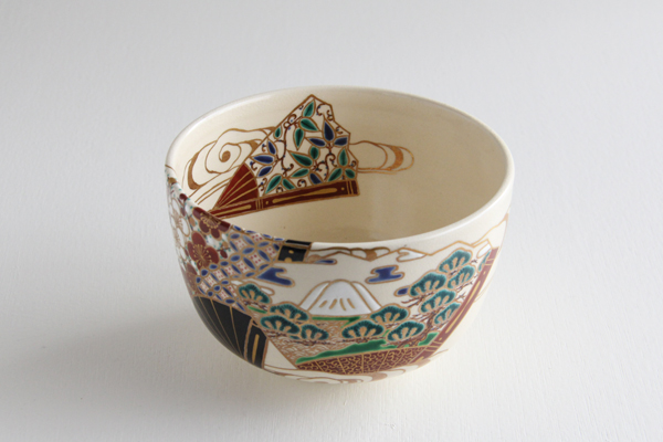 抹茶茶碗 仁清 扇面 富士絵 平安御室窯