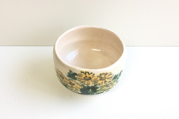茶碗 白楽 菊絵 川崎和楽作