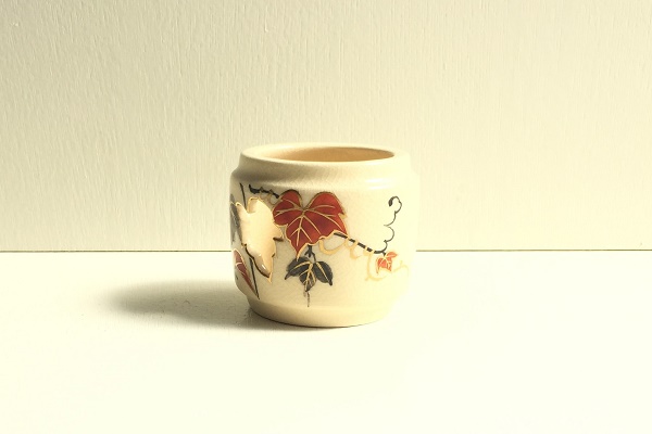 茶道 蓋置 葉の絵 透 真葛焼 宮川香斎作