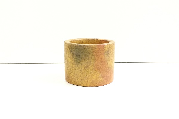 茶道 蓋置 萠黄釉 佐々木昭楽作