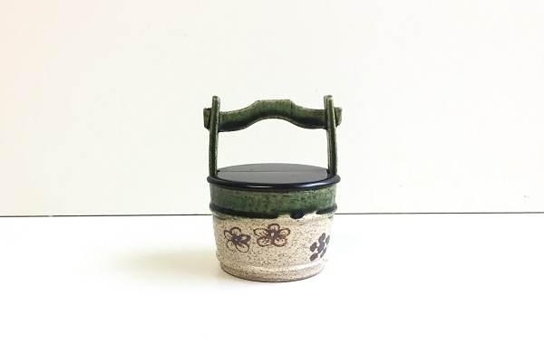 茶入 手桶茶入 織部 合掛 加藤連瓶作